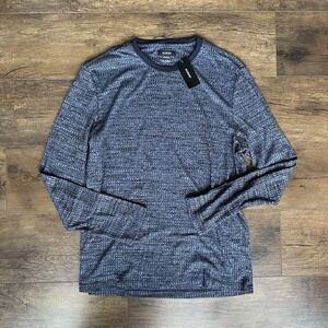 Alfani Mens Pattern Stretch Crew Shirt Navy Size Large NEW WITH TAGS $50MSRP